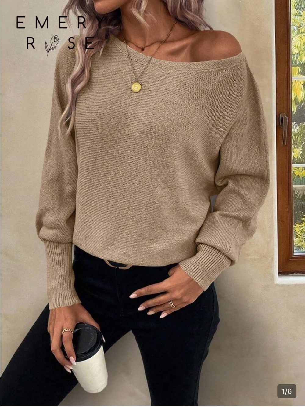 SHEIN Taupe Crewneck Knit Sweater